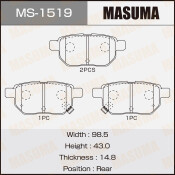 Колодки тормозные дисковые Masuma задние, комплект на ось (4 шт), арт. MS-1519