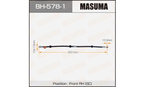 Шланг тормозной Masuma для Mitsubishi Galant Fortis, передний, правый, арт. bh-578-1