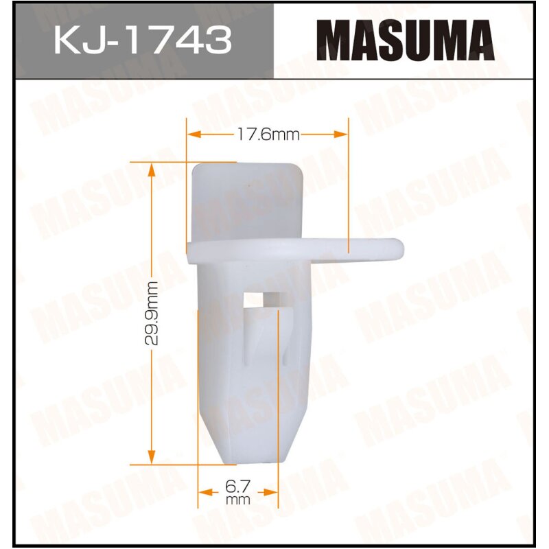 

Клипса крепежная MASUMA KJ-1743 (OEM G19C-50-EB1) (стоимость за упаковку 50 шт