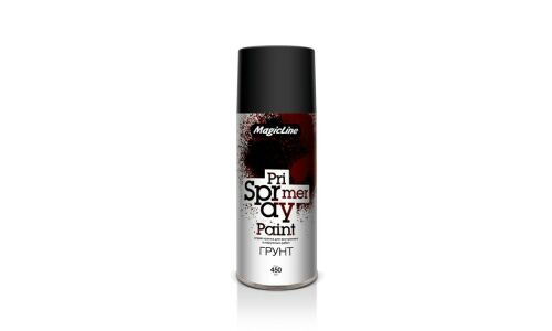 Грунт аэрозольный MagicLine Primer Spray Paint, акриловый, чёрный, цветовой код RAL 9004, для различных поверхностей, баллон 450мл, арт. 900