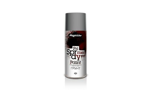 Грунт аэрозольный MagicLine Primer Spray Paint, акриловый, серый, цветовой код RAL 7031, для различных поверхностей, баллон 450мл, арт. 910