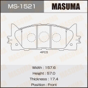 Колодки тормозные дисковые Masuma передние, комплект на ось (4 шт), арт. MS-1521