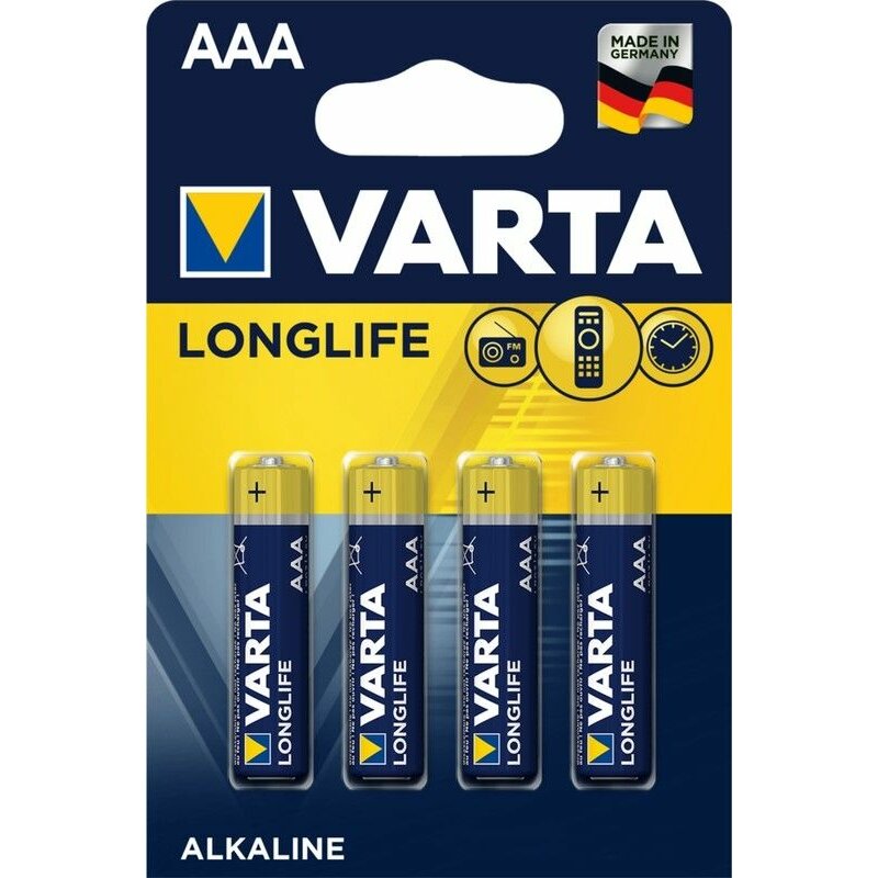 

Батарейка щелочная Varta Longlife Extra, AAA (LR03), 1.5В, 4шт
