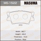 Колодки тормозные дисковые Masuma задние, комплект на ось (4 шт), арт. MS-1522