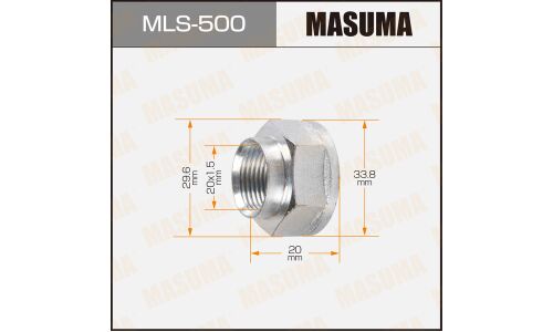 Гайка ШРУСа Masuma, M20x1.5(R), длина 20мм, под ключ 28мм, арт. MLS-500