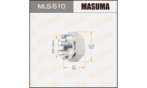 Гайка ШРУСа Masuma, M22x1.5(R), длина 21мм, под ключ 32мм, арт. MLS-510