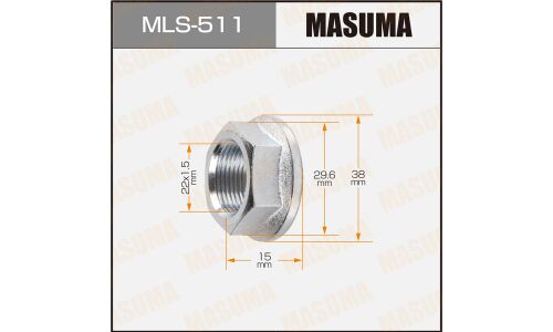 Гайка ШРУСа Masuma, M22x1.5(R), длина 15мм, под ключ 30мм, арт. MLS-511