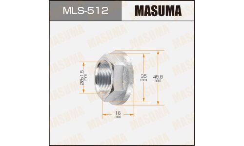 Гайка ШРУСа Masuma, M28x1.5(R), длина 16мм, под ключ 35мм, арт. MLS-512