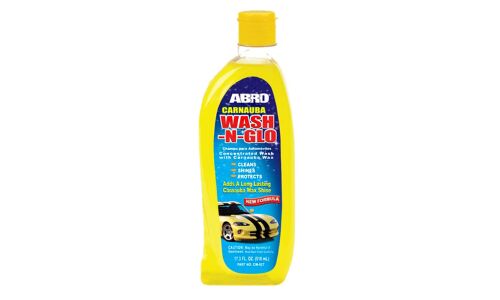 Автошампунь ABRO Carnauba Wash-n-Glo, для ручной мойки, с воском карнауба, бутылка 473мл, арт. CW-927