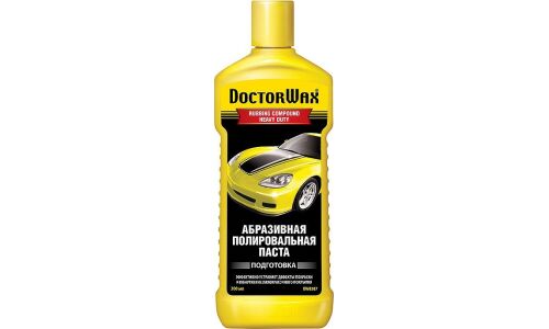 Полироль кузова Doctor Wax Rubbing Compound Heavy Duty, абразивный, для удаления царапин с лакокрасочного покрытия, бутылка 300мл, арт. DW8287
