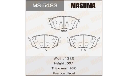 Колодки тормозные дисковые Masuma передние, комплект на ось (4 шт), арт. MS-5483
