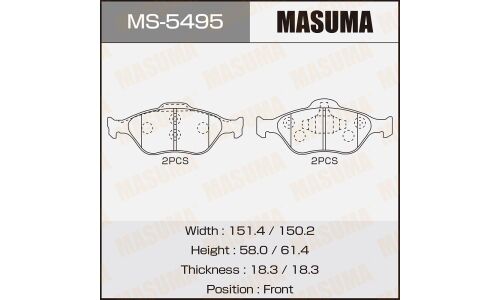 Колодки тормозные дисковые Masuma передние, комплект на ось (4 шт), арт. MS-5495