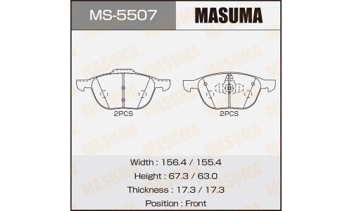 Колодки тормозные дисковые Masuma передние, комплект на ось (4 шт), арт. MS-5507