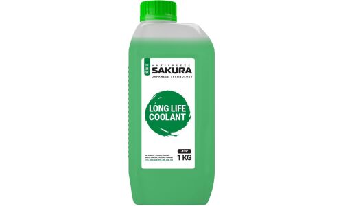 Антифриз Sakura Long Life Coolant, P-OAT, зеленый, -45°C, 1кг, арт. 430201403