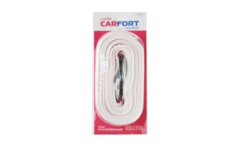Трос буксировочный Carfort, строп лента, крюки, нагрузка до 5т, длина 5м, арт. CF-1055