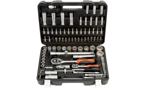 Набор торцевых головок Автодело с трещоткой, под размеры 1/2" и 1/4", комплект 94 предмета, арт. 39894