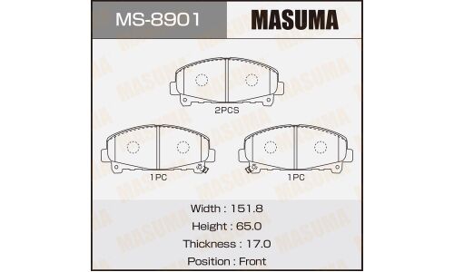 Колодки тормозные дисковые Masuma передние, комплект на ось (4 шт), арт. MS-8901