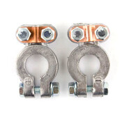 Клеммы для аккумулятора ПК «Контакт», свинец, стандартные (+19.5/-17.9), крепление провода зажимной пластиной, 2 шт, арт. 25002