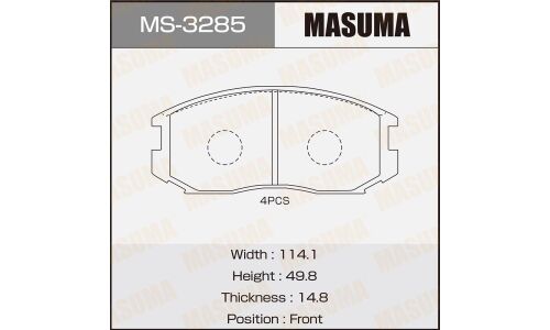 Колодки тормозные дисковые Masuma передние, комплект на ось (4 шт), арт. MS-3285