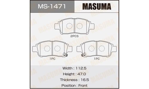 Колодки тормозные дисковые Masuma передние, комплект на ось (4 шт), арт. MS-1471