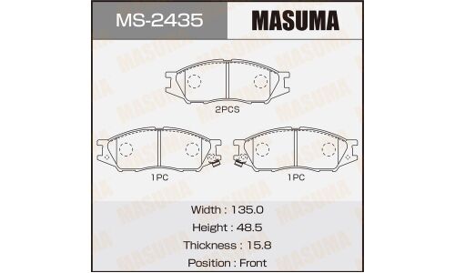 Колодки тормозные дисковые Masuma передние, комплект на ось (4 шт), арт. MS-2435