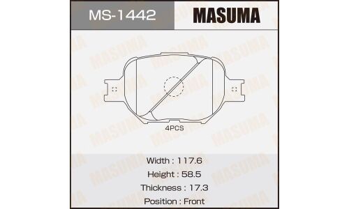 Колодки тормозные дисковые Masuma передние, комплект на ось (4 шт), арт. MS-1442