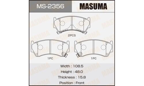 Колодки тормозные дисковые Masuma передние, комплект на ось (4 шт), арт. MS-2356