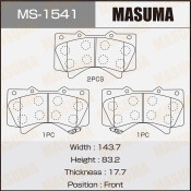 Колодки тормозные дисковые Masuma передние, комплект на ось (4 шт), арт. MS-1541