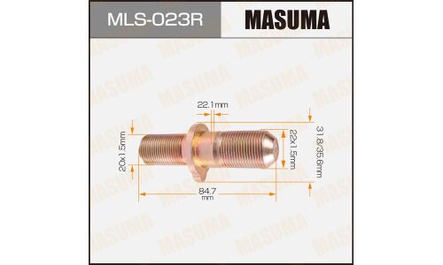 Шпилька колесная Masuma MLS-023R, для HINO, M22x1.5(R), M20x1.5(R), длина 85мм, 1 шт