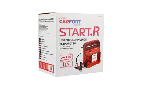 Устройство зарядное Carfort Start.R, цифровое, с гнездом прикуривателя, 12В, до 120Ач, ток пуска 1-3.5А, арт. CFS-120