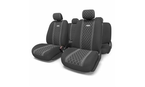 Чехлы AUTOPROFI GOBELEN для передних и задних сидений, жаккард, серый цвет, узор «ромб», 11 предметов