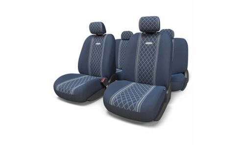 Чехлы AUTOPROFI GOBELEN для передних и задних сидений, жаккард, синий цвет, 11 предметов