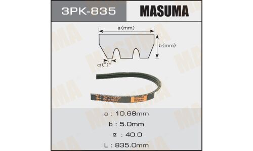 Ремень поликлиновый Masuma, арт. 3PK-835