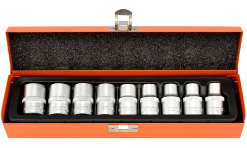 Набор торцевых головок Автодело, под квадрат 1/2", комплект 9 предметов, арт. АД-39819
