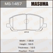 Колодки тормозные дисковые Masuma передние, комплект на ось (4 шт), арт. MS-1457