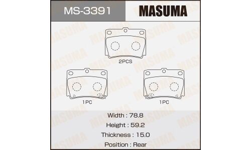 Колодки тормозные дисковые Masuma задние, комплект на ось (4 шт), арт. MS-3391