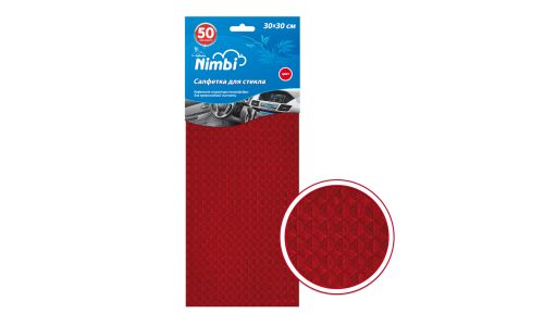 Салфетка Kolibriya Nimbi-50, вафельная, для стекол, 300x300мм, красная, арт. Nim-0510.red