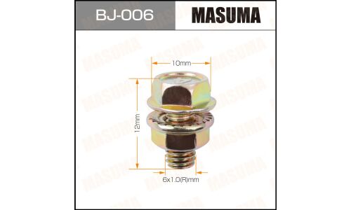 Болт с гайкой MASUMA BJ-006 М6x12x1.0 (OEM 90105-06137), 6 шт
