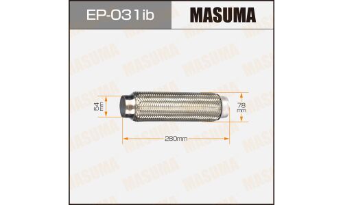 Гофра глушителя Masuma, Innerbraid, 54x280мм, усиленная, арт. EP-031ib