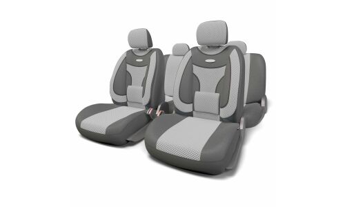 Чехлы AUTOPROFI EXTRACOMFORT для передних и задних сидений, велюр, серый цвет, 11 предметов