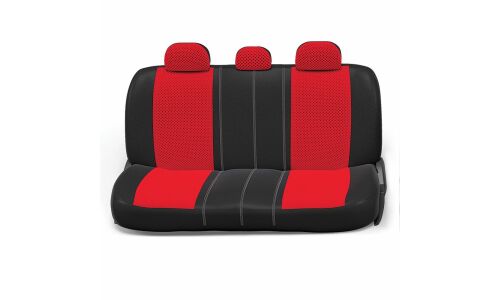 Чехлы AUTOPROFI EXTRACOMFORT для передних и задних сидений, велюр, черный/красный цвет, 11 предметов
