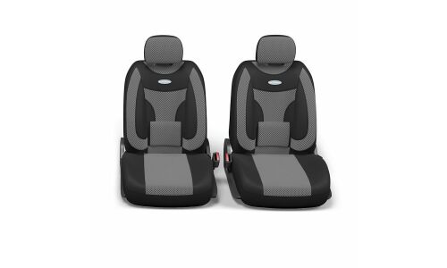 Чехлы AUTOPROFI EXTRACOMFORT для передних и задних сидений, велюр, черный/серый цвет, 11 предметов