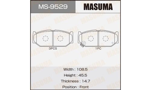 Колодки тормозные дисковые Masuma передние, комплект на ось (4 шт), арт. MS-9529