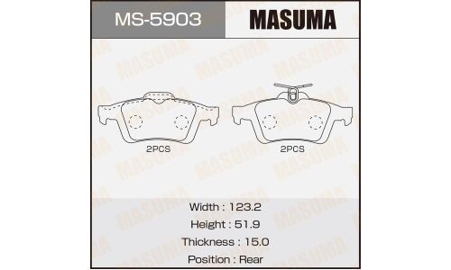 Колодки тормозные дисковые Masuma задние, комплект на ось (4 шт), арт. MS-5903
