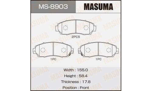Колодки тормозные дисковые Masuma передние, комплект на ось (4 шт), арт. MS-8903