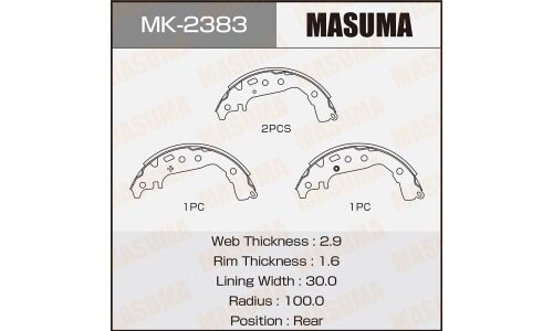 Колодки тормозные барабанные Masuma, комплект на ось (4 шт), арт. MK-2383