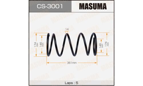 Пружина подвески Masuma, передняя, левая, арт. CS-3001