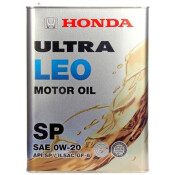 Масло моторное Honda Ultra LEO 0w20 синтетическое, API SP, ILSAC GF-6A, для бензинового двигателя, 4л, арт. 08227-99974