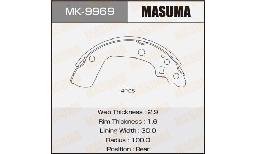 Колодки тормозные Masuma барабанные, арт. MK-9969