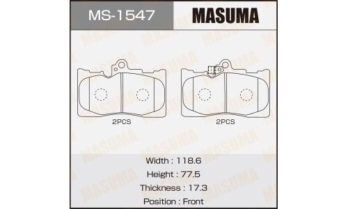 Колодки тормозные дисковые Masuma передние, комплект на ось (4 шт), арт. MS-1547